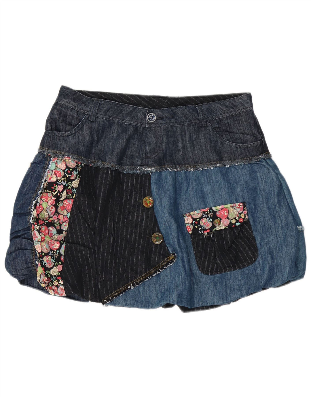Fusta Desigual Denim Bubble W32, mare, albastru, bumbac mozaic