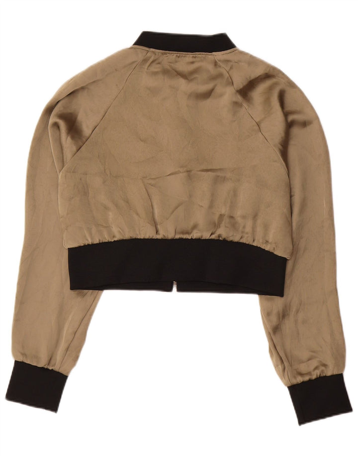 Jachetă Bomber Crop ZARA pentru femei UK 10 Mic Bej Poliester color bloc