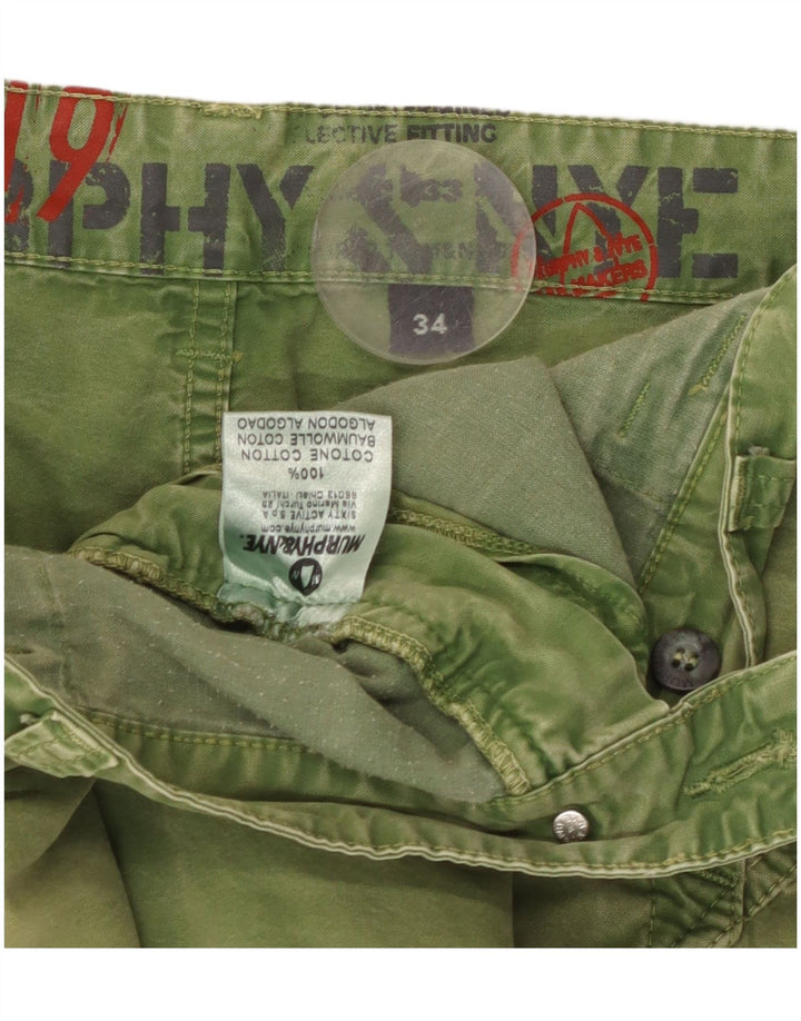 Murphy & Nye Pantaloni scurți chino pentru bărbați W34, bumbac verde mare