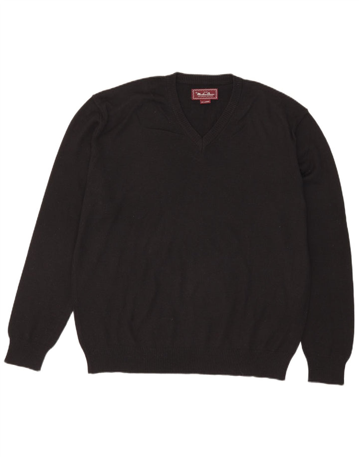 Pulover cu decolteu în V Marlboro Classics pentru bărbați, 2XL, lână merinos neagră