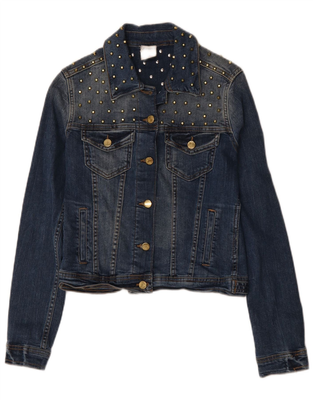 Jachetă de denim scurtă pentru femei Zara UK 10 mic, albastru, bumbac