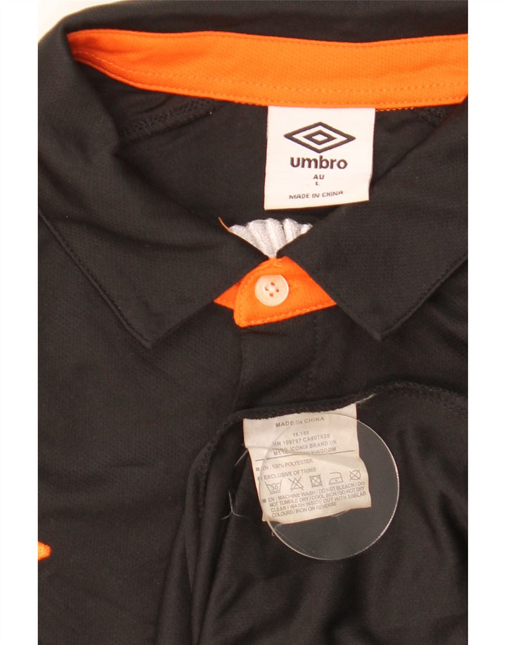 Tricou polo Umbro Spartans cu grafică pentru bărbați, mare, negru, din poliester