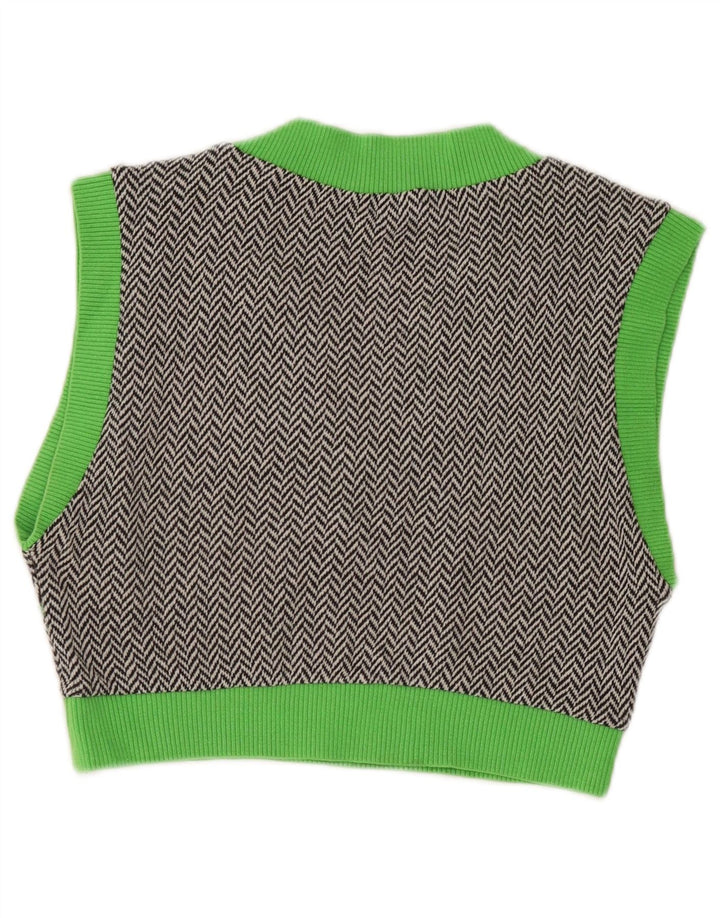 Crop top fără mâneci pentru femei Zara UK 12, bumbac color bloc, gri mediu