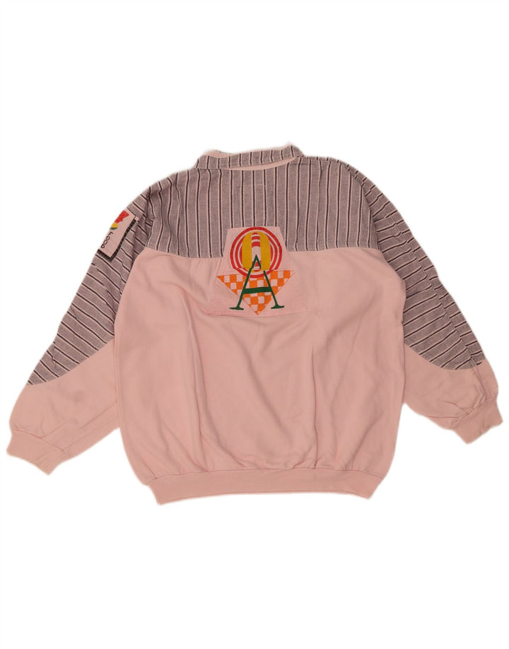 Pulover cu grafic supradimensionat vintage pentru femei UK 14 Roz mediu