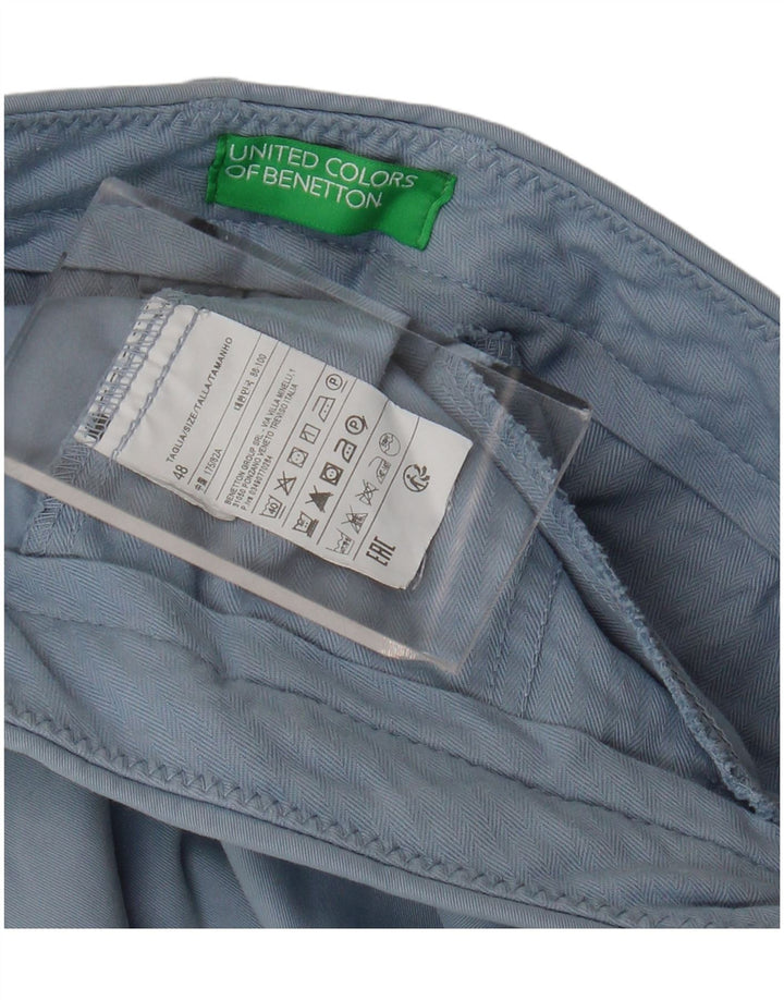 Pantaloni chino drepți pentru bărbați Benetton IT 48 Medium L30 L32 Bumbac albastru