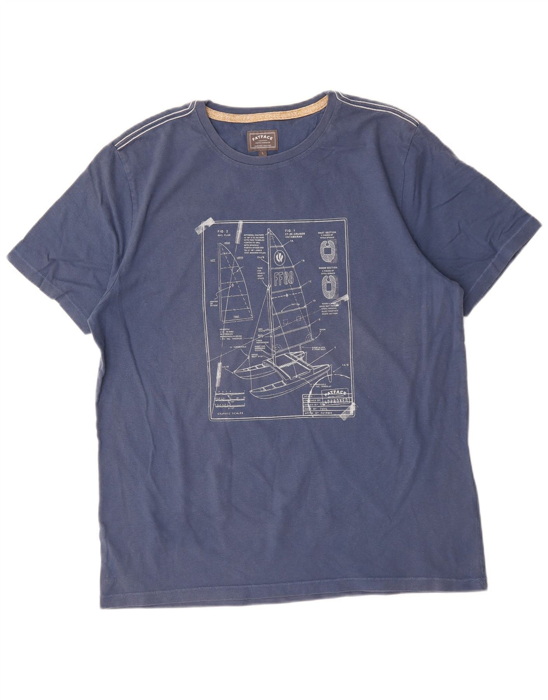 Tricou grafic pentru bărbați Fat Face Top mare, albastru, bumbac