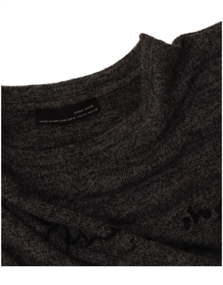 Rochie cu jerseu grafic pentru femei Zara UK 14 Medium Gri Pete
