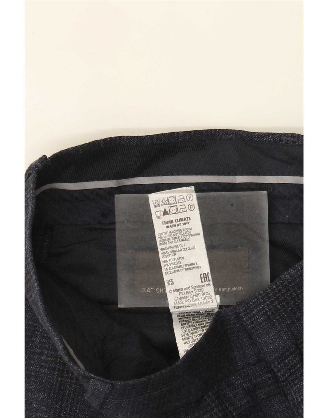 Pantaloni chino pentru bărbați Marks & Spencer W34 L29 bleumarin picior de găină