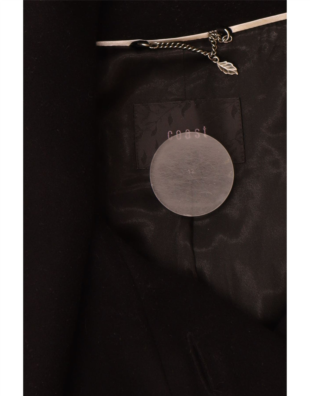 Coastă, pentru femei, la două piept, UK 12, lână neagră medie