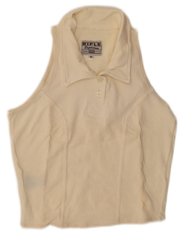 Tricou polo fără mâneci pentru femei Rifle, UK 12, bumbac alb mediu mediu