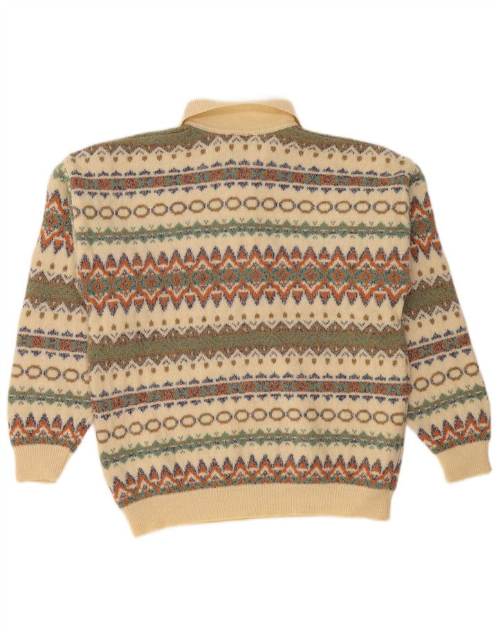 STEFANEL Pulover pentru bărbați cu gât polo Medium Bej Fair Isle
