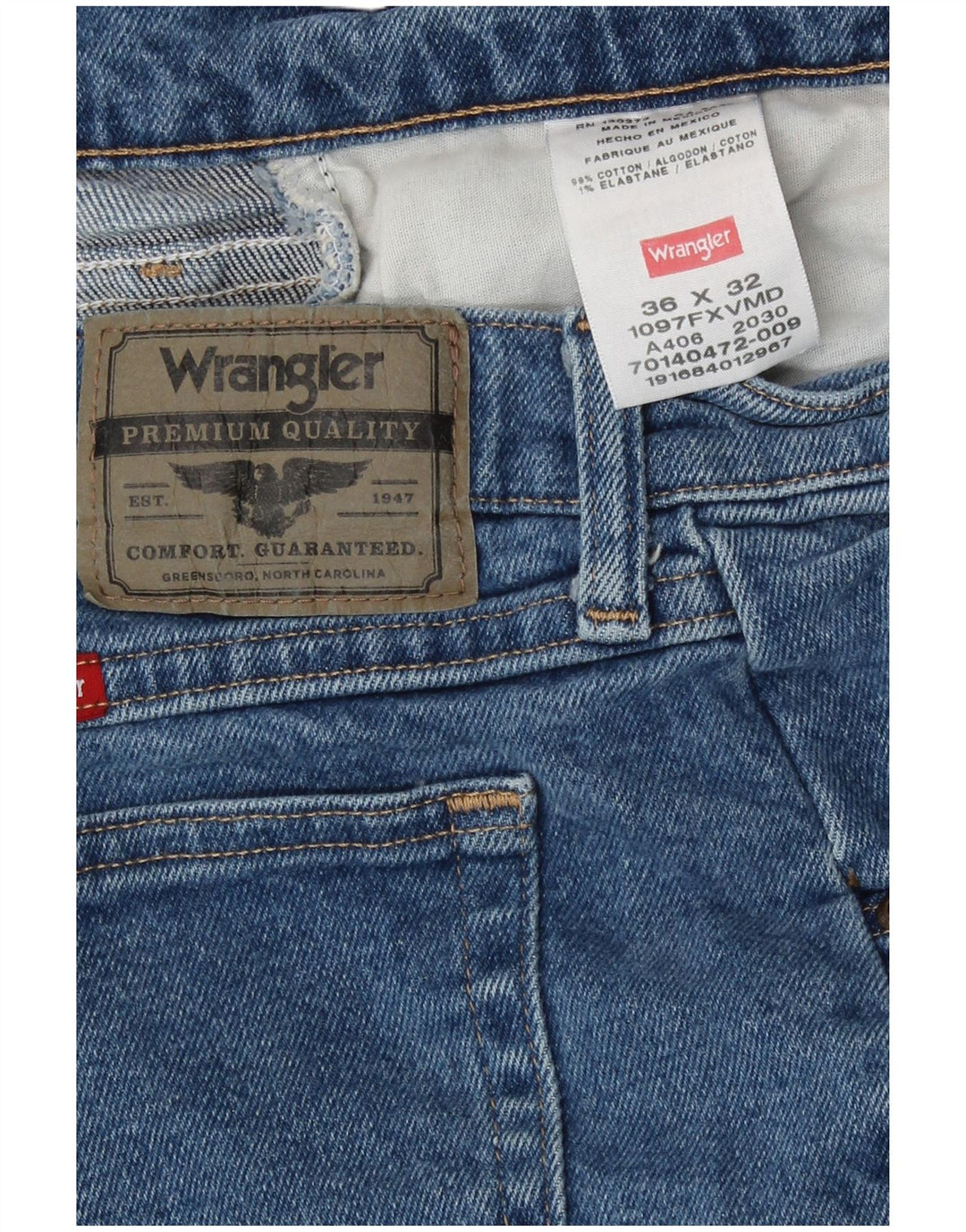 Blugi drepti pentru bărbați Wrangler W36 L32 Bumbac albastru
