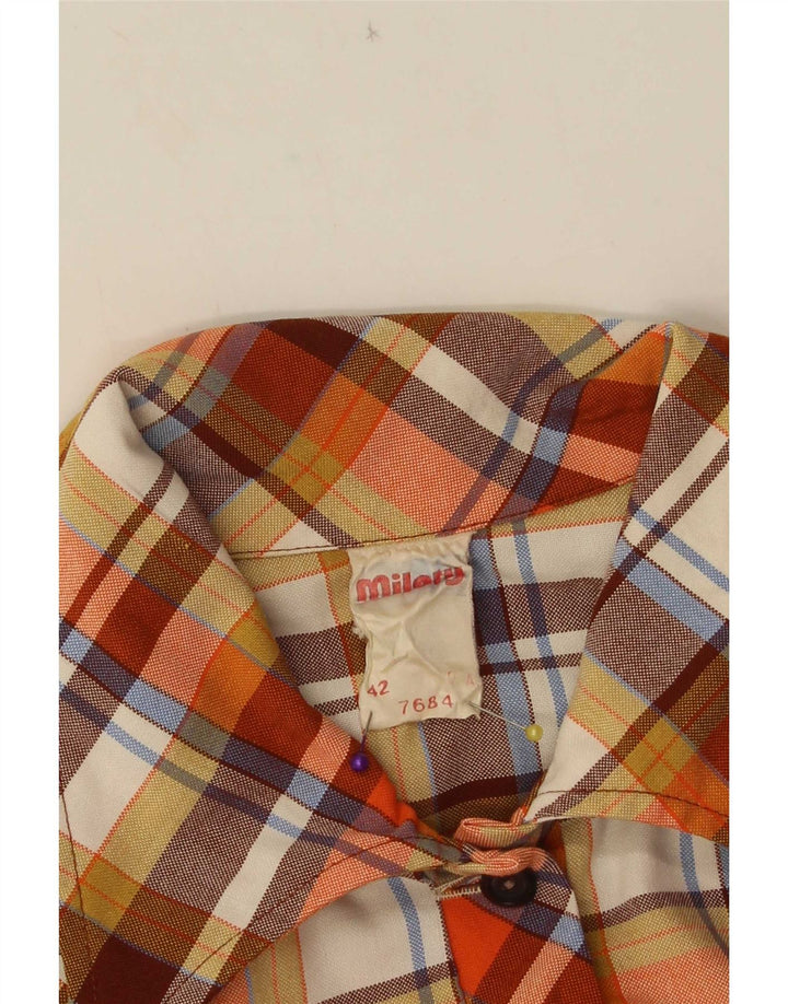 Rochie teacă fără mâneci pentru femei vintage IT 42 Poliester cu carouri portocaliu mediu