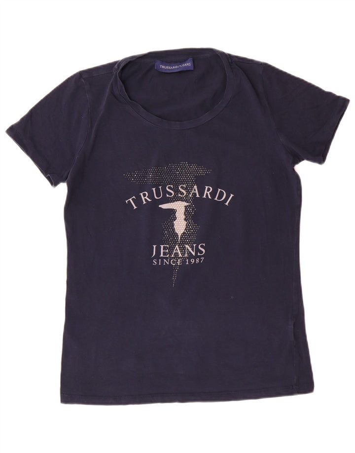 TRUSSARDI JEANS Tricou cu grafic pentru femei Top UK 12 Medium Bleumarin