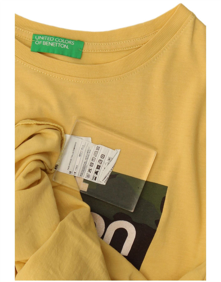 Tricou grafic Benetton pentru bărbați Top din bumbac galben mediu