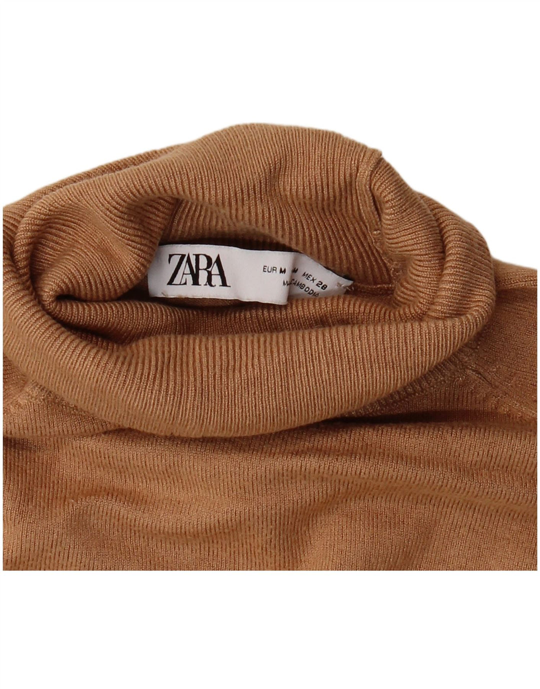 Pulover pentru femeie Zara, cu mâneci 3/4, cu gât rulat, maro mediu, UK 12