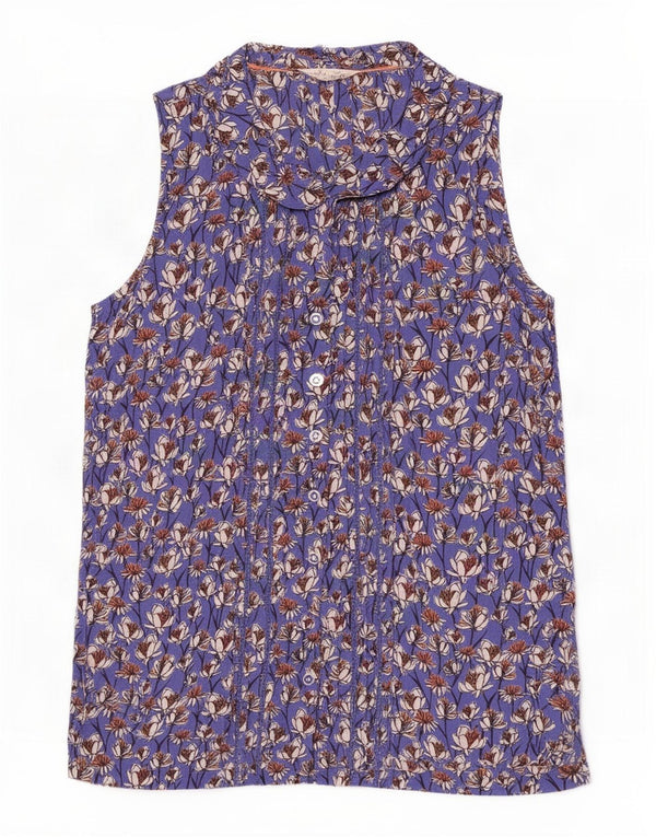 Bluză cămașă fără mâneci pentru femei White Stuff UK 8 Small Blue Floral Viscose