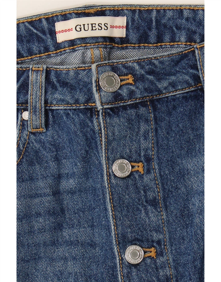 GUESS Womens Distressed Denim Skirt W27 Small  Navy Blue Cotton Vintage Guess and Second-Hand Guess from Messina Hembry 