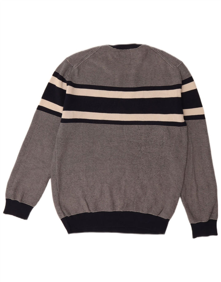 Pulover GANT pentru bărbați, cu gât roșu, din bumbac cu dungi albastru bleumarin mediu