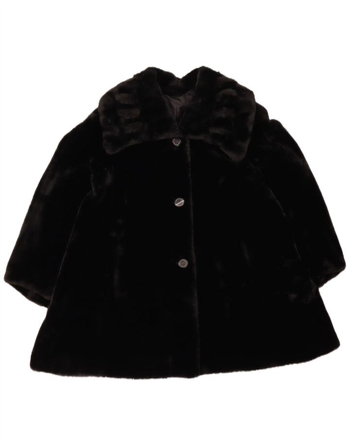 Palton supradimensionat vintage pentru femei din blană artificială UK 18 XL poliester negru