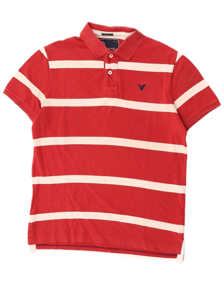 Tricou polo cu mânecă scurtă pentru bărbați American Eagle, cu dungi roșii mari