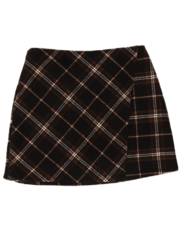 Fusta mini Hollister cu talie înaltă pentru femei, mică W27, poliester în carouri negru