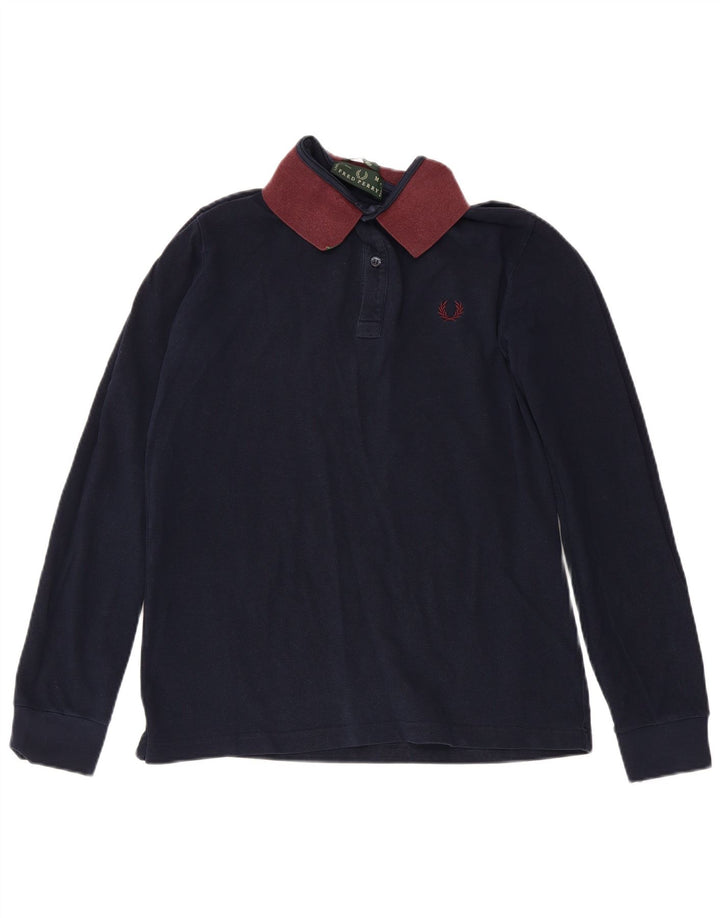 Cămașă polo pentru bărbați Fred Perry, slim fit, cu mânecă lungă, bumbac bleumarin mediu