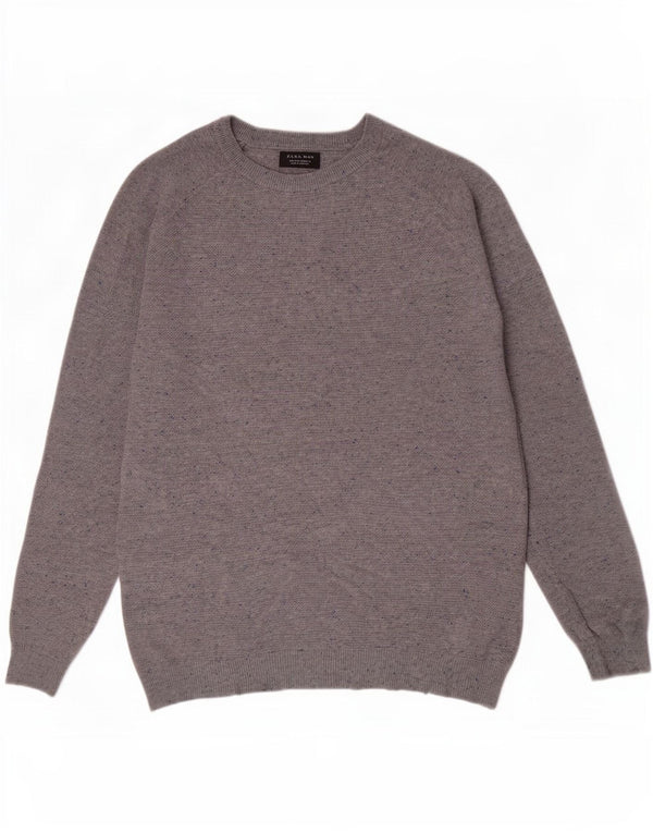 Zara Mens Boat Neck Jumper Sweater Medium Grey Flecked Cotton