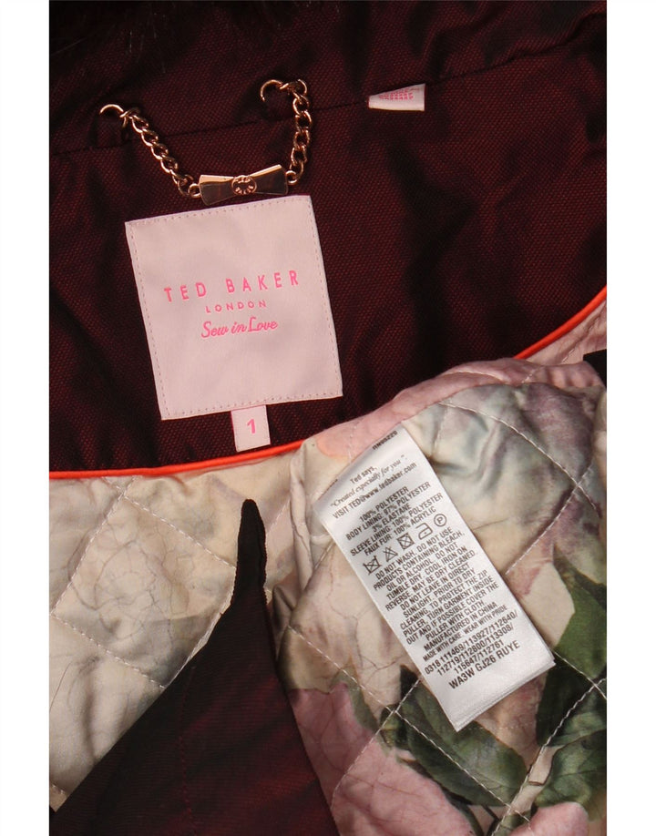 Jachetă parka cu glugă pentru femei Ted Baker Mărimea 1 XS Poliester burgundă