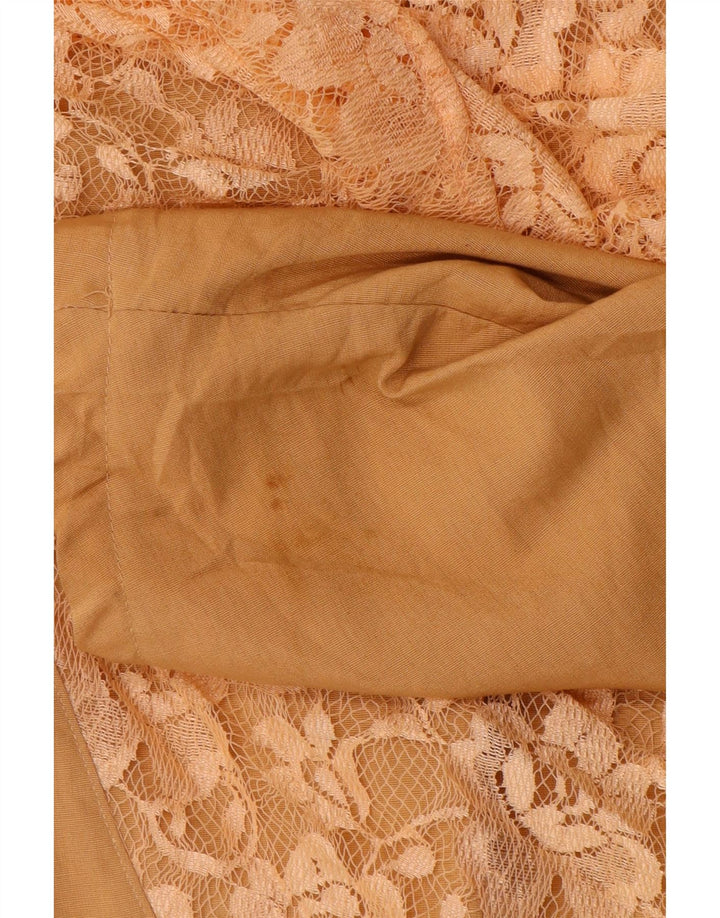 Jachetă Bolero Vintage pentru femei UK 14 Medium Beige Lână florală