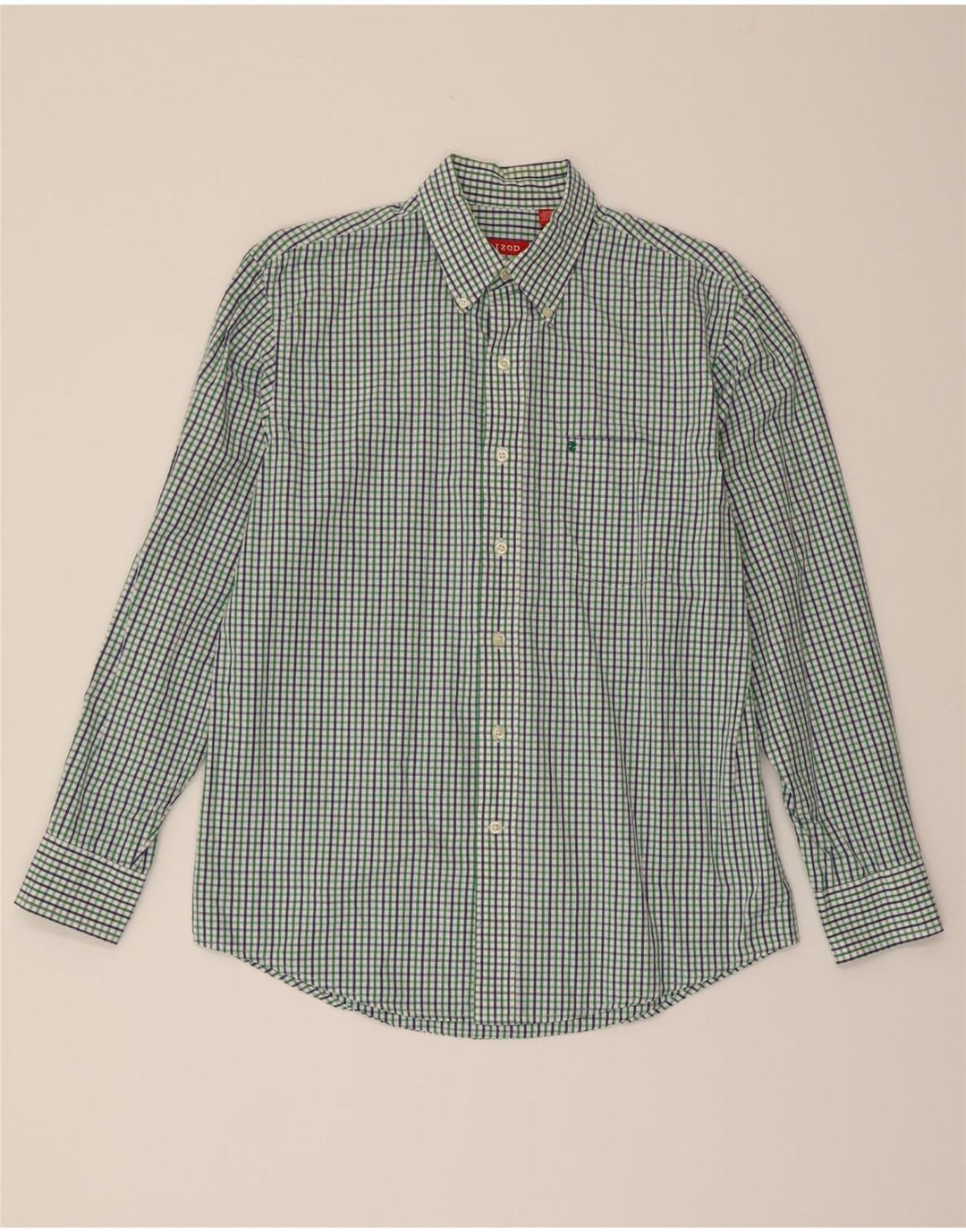 IZOD Mens Shirt Medium Green Check Cotton Vintage Izod and Second-Hand Izod from Messina Hembry 