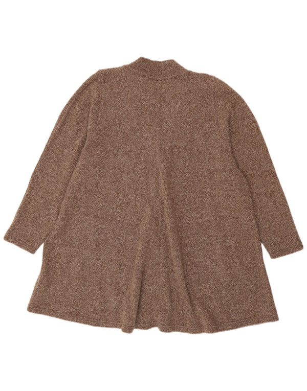 Pulover cardigan supradimensionat cu paragate vintage pentru femei UK 14 Lână maro medie