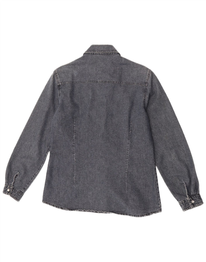Cămașă de denim vintage pentru femei UK 14, bumbac gri mediu
