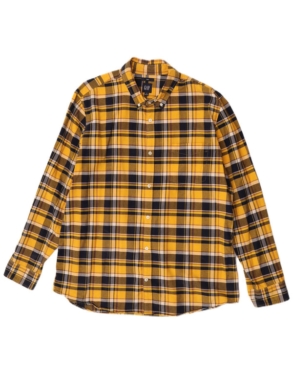 Cămașă de flanel pentru bărbați Gap, 2XL, bumbac cu carouri galbene