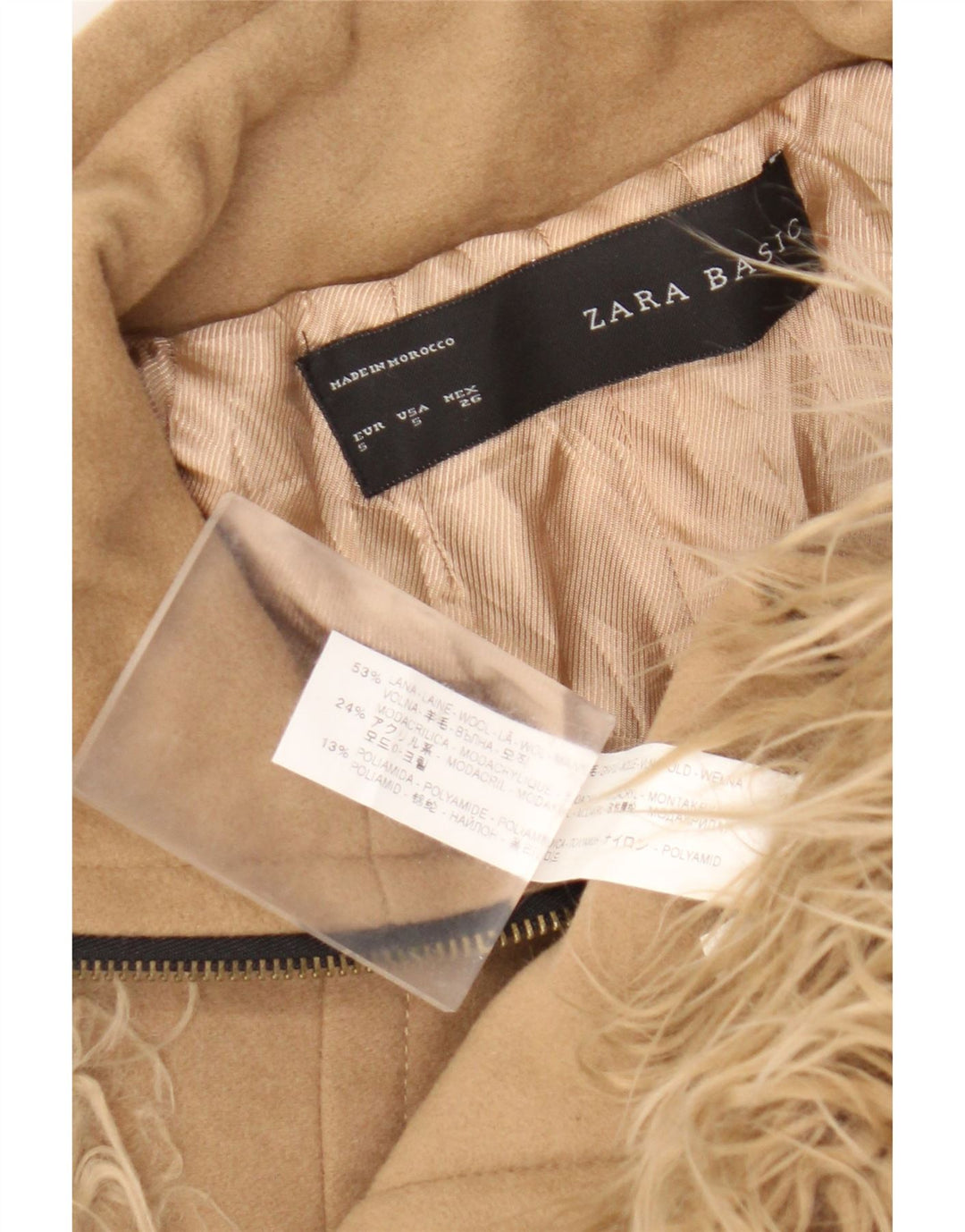 Bomber pentru femei din blană artificială Zara UK 10 mic bej lână