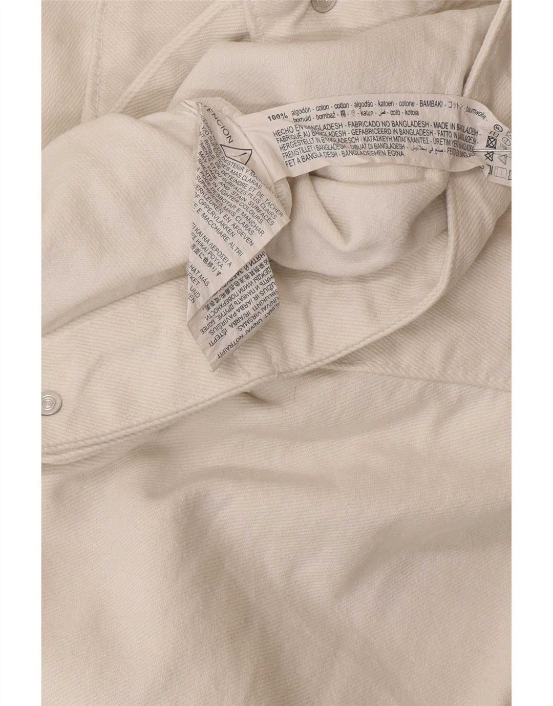 Zara Womens Crop Oversized Denim Jacket UK 6 XS White Cotton