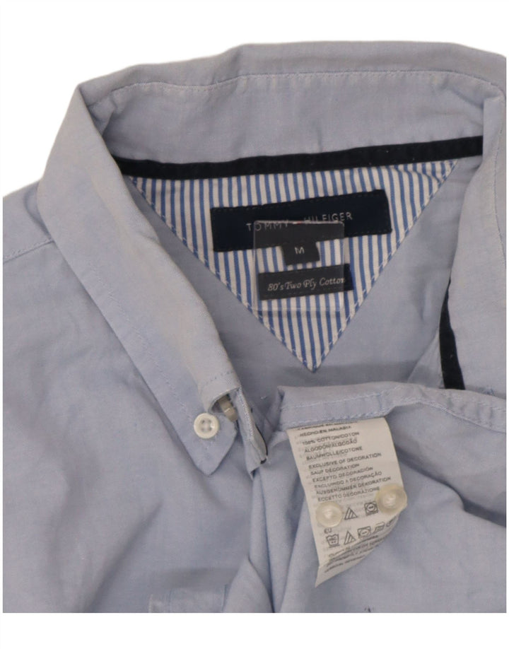 Cămașă Tommy Hilfiger pentru bărbați, bumbac albastru mediu