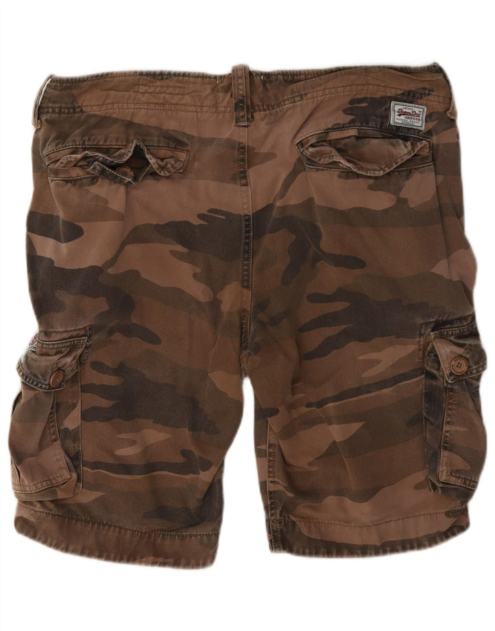 Pantaloni scurti cargo Superdry pentru bărbați, mari W36, bumbac camuflat maro