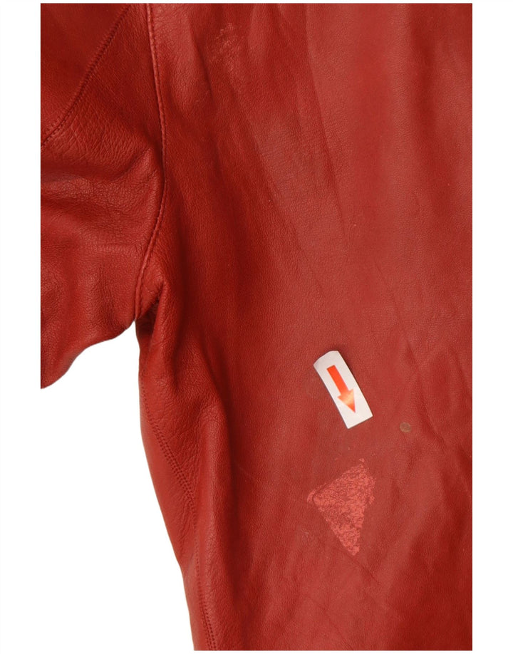 Jachetă motociclist din piele pentru bărbați Massimo Dutti UK 36 Piele roșie mică