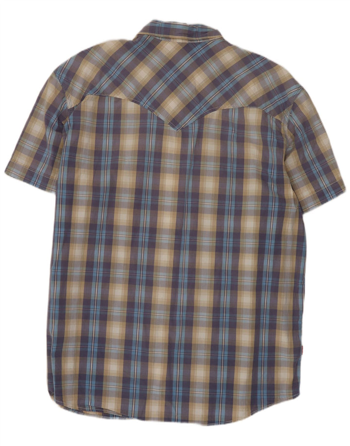 Cămașă pentru bărbați Levi's cu mânecă scurtă, cu ajustare standard, 2XL, bumbac cu carouri albastre