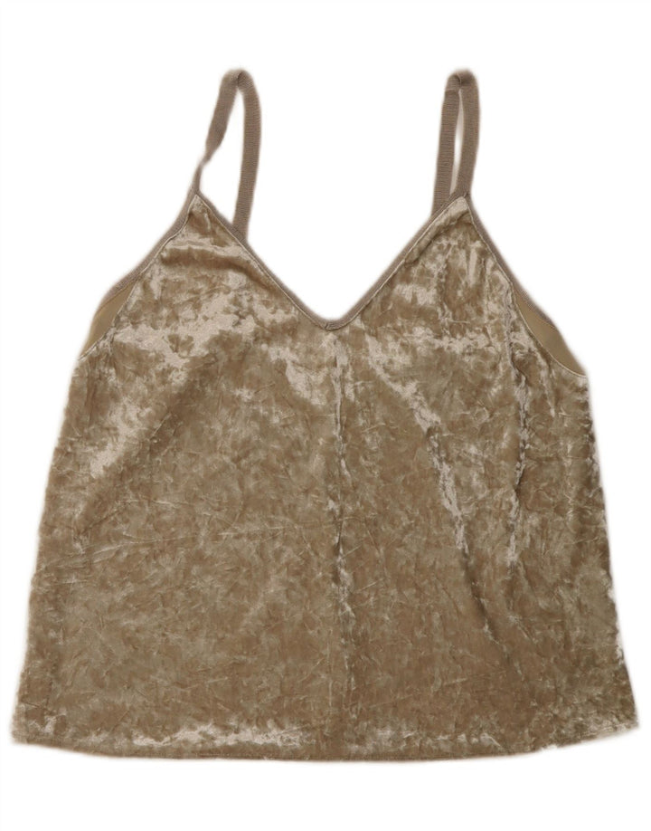 Top Crop din catifea pentru femei Zara UK 12 Medium Beige