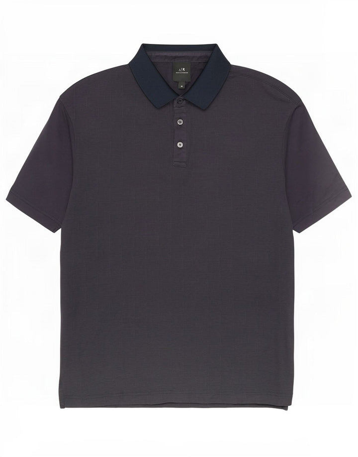 Cămașă polo Armani Exchange pentru bărbați, bumbac geometric, albastru marin mediu