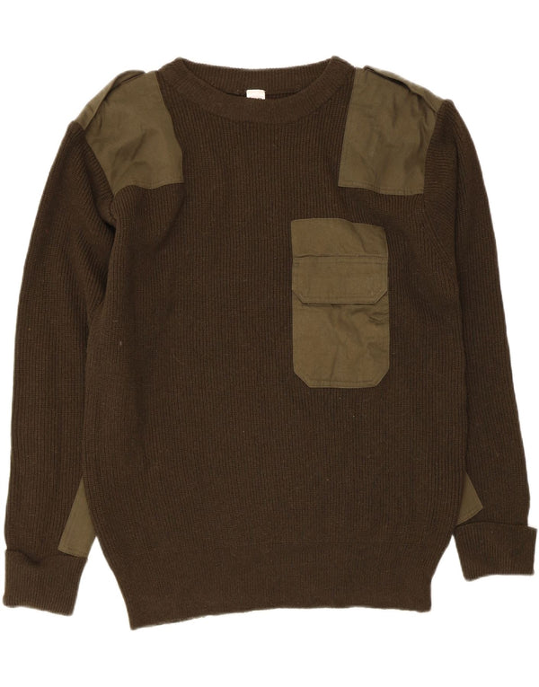 Pulover vintage pentru bărbați, militar cu gât crew, pulover UK 42 mare kaki