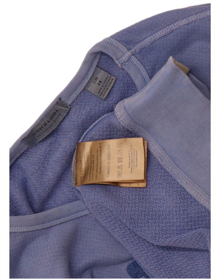 Scotch & Soda Pulover cu grafic pentru femei UK 14 Bumbac albastru mediu