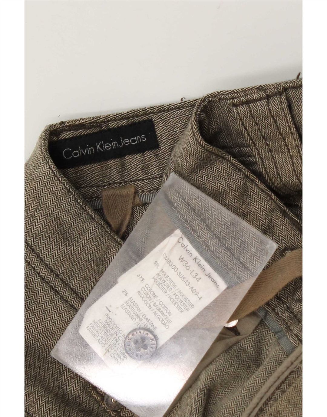 Pantaloni Cargo Drepți Calvin Klein pentru bărbați L36 L34 Gri Herringbone