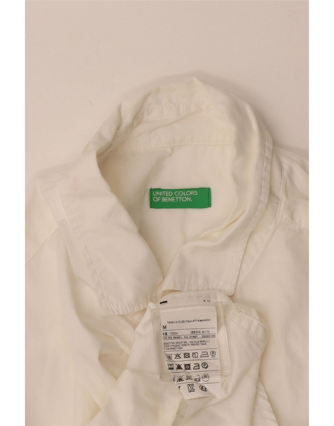 Cămașă Benetton pentru bărbați, bumbac alb mediu