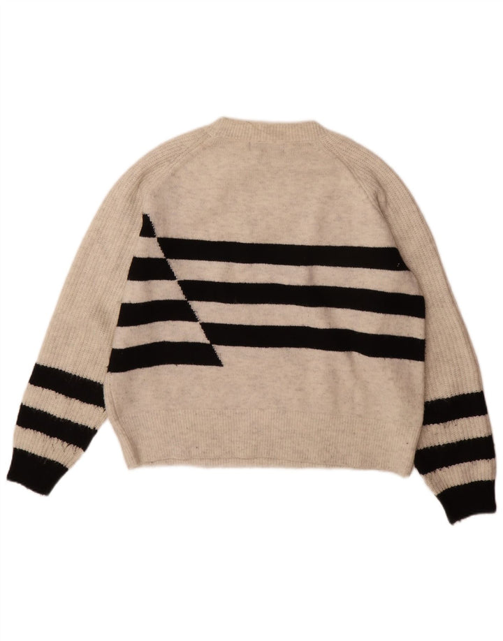 Pulover pentru femei Marks & Spencer cu decolteu triplu UK 14 Medium Gri cu dungi