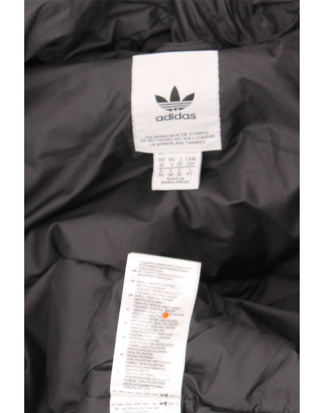 Jachetă căptușită cu glugă Adidas pentru femei UK 10 Poliester negru mic