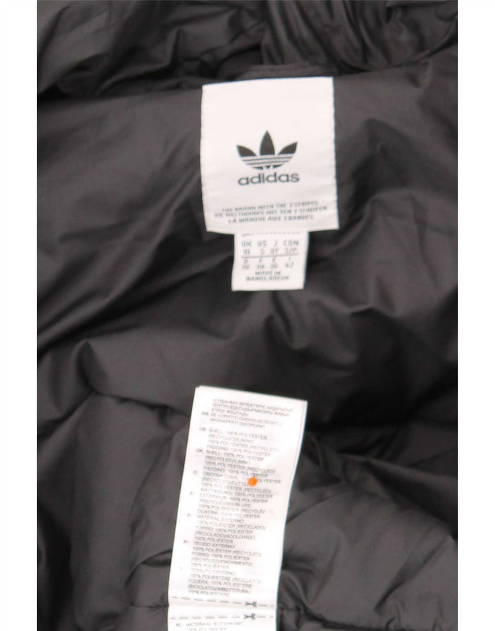 Jachetă căptușită cu glugă Adidas pentru femei UK 10 Poliester negru mic