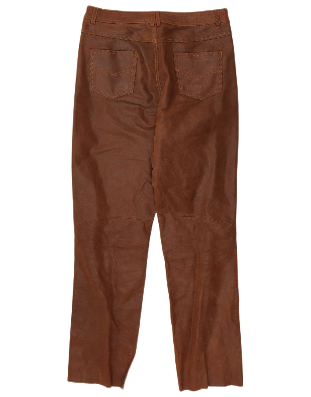 VINTAGE Pantaloni drepti din piele pentru bărbați UK 36 Small W31 L30 Piele maro